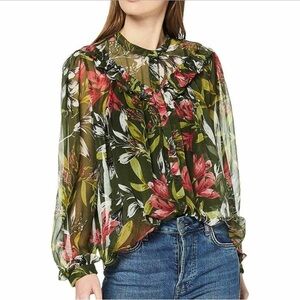 French Connection tropical flowy blouse